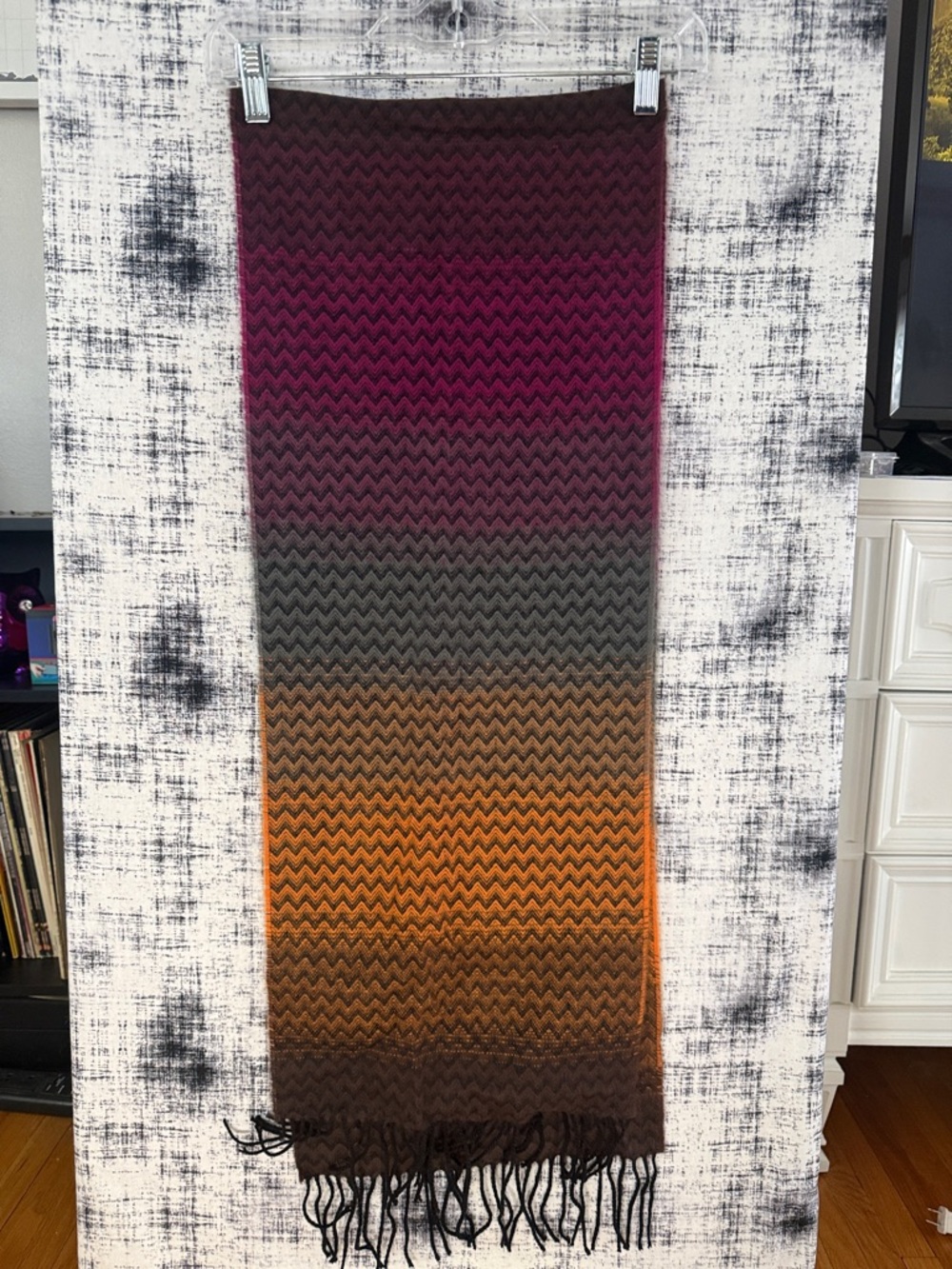 croft & barrow Ombre Chevron Scarf in Purple, Gray, Orange, Brown